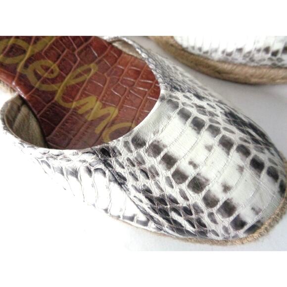 SAM EDELMAN Harmony US 10M Espadrille Wedge Ankle Strap Ivory Snake Print Shoes - Picture 7 of 8